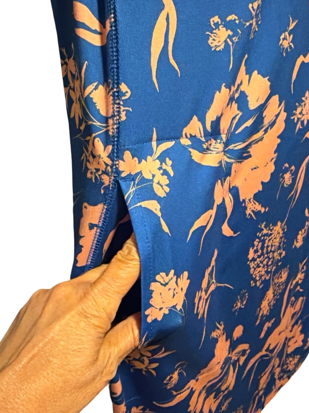 J. Jill Scoop Neck Zip Racerback Dress XL  Blue Floral Beach Athleisure Resort - Picture 3 of 10